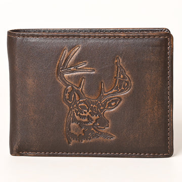 AMERICAN TANNER Genuine Leather Hand Burnished Bifold Wallet For Men Women H3.5 X W4.75 D0.5